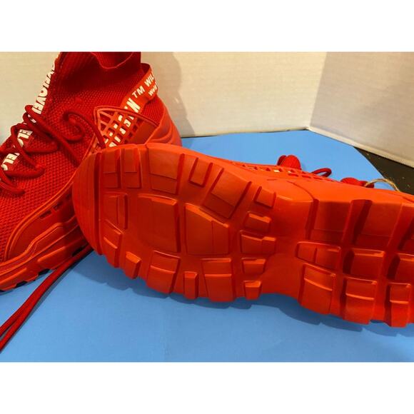 FUSHITON Trainers Men's High Top Shoes, Size 10, Red Workout NWT - Picture 6 of 8